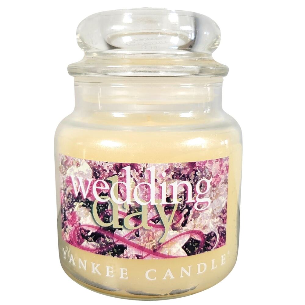 Yankee Candle Wedding Day Floral Retired Vintage Cream Color 14.5 oz Glass Jar